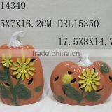 Holloween Flower Pattern on Ceramic Pumpkin Festive Decorations thumbnail-2
