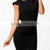 2016 Sexy Black Open Back Ruffle Knit Bodycon Evening Dress HSD2207 thumbnail-2
