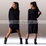 2017 Autumn Custom OEM Black Longline Hip Hop Women High Qulaity Plain Wholesale Blank Hoodies thumbnail-3