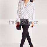 OEM Service New Model Fashion White Wrap Blouse thumbnail-2