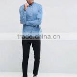 Long Sleeve Point Collar Mens Pre-Shrunk 98% Cotton 2% Elastane Breathable Slim Fit Casual Lightweight Denim Shirts thumbnail-4