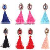 Bohemian Jewelry Rhinestone Gems With Long Colorful Tassel Charms Earrings for Women thumbnail-1