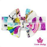 Korean Fancy OEM Service Lovely Style Knitted Pattern Printed Bow Custom Cotton Newborn Baby Headband Accessories thumbnail-4