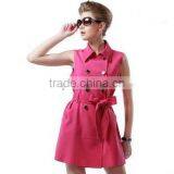 Plain Color Woman Sleeveless Dress With Belt