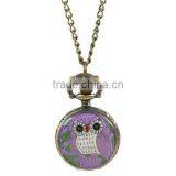 Round Antique Bronze Owl Pattern Halloween Enamel Purple Battery Included Pocket Watches 85cm thumbnail-1
