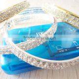 Gold/Crystal Double Line CZ Jewelry Hoop Earrings, Fashion CZ Hoop Earrings, Gold Brass Earrings thumbnail-1