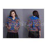 Jacquard Cowl Neck Womens Cardigan Sweaters with 3/4 Sleeve for Young Ladies