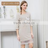 Fashion Qianxiu Autumn Womens Girl Print Knit Cotton Long Sleeve Pricess Nightgowns
