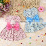 Fashion Beautiful Pink Blue Flower Bowknot Pet Puppy Apparel Small Dog Cat Clothes Wedding Dress Summer Dress S-XL thumbnail-1