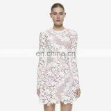 Casual Dresses Women Summer White Bodycon Floral Crochet Lace Long Sleeve Sexy Mini Dress thumbnail-1