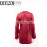 Woman's Fur Trim Cardigan With Long Sleeve Solid Flannel Pyjamas Bathrobe With Zipper thumbnail-2