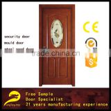 glass decorative exterior solid wood door with wood carving