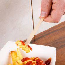 Disposable Cutlery French Fries Fork Chips Wooden Forks 85X10 MM Large thumbnail-3