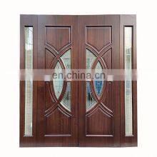 Mahogany Solid Wood Custom Double Entry Doors With Transom