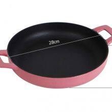 Magenta Enameled Cast Iron Frying Pan With Dual Handles thumbnail-4