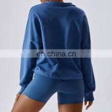Quarter Zipper Loose Pullovers Women Factory Sales High Neck Soft Sweatshirt Hoodies thumbnail-2