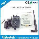 2km coverage 37dbm wireless and throughput , 5w 2.4Ghz indoor wifi repeater