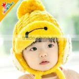 Warm Fleece Inside Embroideried Knitted Pompom Style Kids Children Winter Hat thumbnail-5