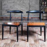 Simple Fashion Leisure American Country Vintage Wrought Iron Home Wooden Restaurant Chair thumbnail-2