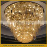 Newest design k9 clear crystal drops golden frame ceiling decoration chandelier