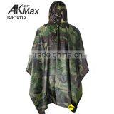 Breathable Nylon Woodland Camouflage Police Rain Poncho thumbnail-3