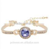 Classic Colorful 18K Gold Plating Austrian Round Crystals Bangle Bracelet for Women thumbnail-4