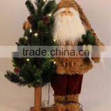 XM-A6033 20 Inch Standing Brown Santa Hugging 24 Inch Lighted Tree for Christmas Decoration