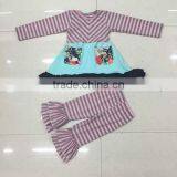 Thanksgiving Costume Western Dress for Little Girl Stripe Top and Pants 2 Pcs Pockets Fall Outfit thumbnail-4