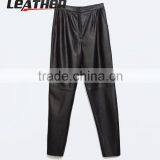 New Mens Women Red PU Faux Leather Jogger Quilted Zipper Pockets Drawstring Semi Drop Crotch Jogger Leather Pants thumbnail-5
