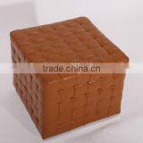 Cheap Modern Genuine Leather Indian Ottoman Brown Reproduction