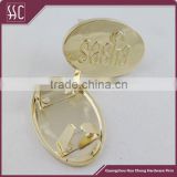 Oval metal tags wholesale, metal logo tags for handbags, custom handbag metal charm gold plated tags                        
                                                Quality Choice
