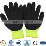 Acrylic fiberglass polyester latex coated ANSI 4 cut resistant hi-vis warm gloves