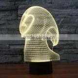 3D Optical Night Light Ghost Spirit 7 RGB Light Colors 10 LEDs AA Battery or DC 5V Mixed Lot thumbnail-3