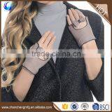 New style custom made ladies grey sheepskin leather fingerless driving gloves