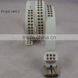 White PU Leather Metal Studded Belt thumbnail-2