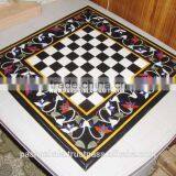 Marble Inlay Chess Design Table Top For Home Decoration