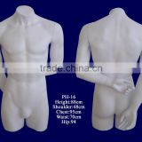 headless male upper body mannequin with one arm back