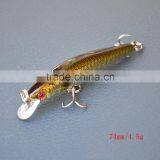 4Pcs 74mm/4.5g Minow Fishing Lure Hard Bait With Hooks Metal Ball Tackle thumbnail-4