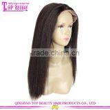 Natural Color Wig Brazilian Virgin 100 Human Hair Yaki Straight With Bleached Knots Yaki Middle Part Lace Front Wig thumbnail-4