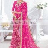 Fascinator Magenta Viscose Georgette Saree/buy Online Designer Sarees