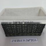 Black Willow/wooden Tray With Fabric Liner
