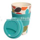 Bamboo Fiber Cup Wholesale With Silicone Lid + Holder thumbnail-4