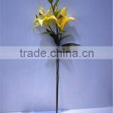 Home Garden Creepers Decoration 110cm Height Artificial Yellow 2 Flowers 2 Bud Lily Making EBHH04 2212 thumbnail-2