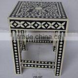 Buffalo Bone Mosaic Four Leg Stool With Floral Patterns Also Available in Other Mosaics thumbnail-1