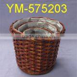 Round Shape Willow Flower Basket With Liners. thumbnail-1