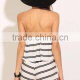 Stripe Ruffle Playsuit Women Summer Strapless New Design Rompers Playsuit thumbnail-4