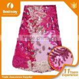 Wholesale African Wedding Lace Fabric Emboridery Dubai Lace With Sequins FL0184 thumbnail-5