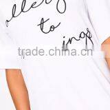 Custom Logo Design Women Nightie V Neck Rayon&Spandex Nightgown With Drop Sleeve Front Print T-Shirt Dress thumbnail-6