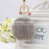 Faux Fur Pompom Key Chains Rhinestone Keychains Ladies Perfume Bottle Key Chain Rings Holder Cover Women Fmq-13 thumbnail-2