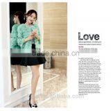 2016 New Women's Fashion Imitation Real Rabbit Fur Nine Quarter Sleeve O-neck Wide Strips Short Jacket Coat thumbnail-5